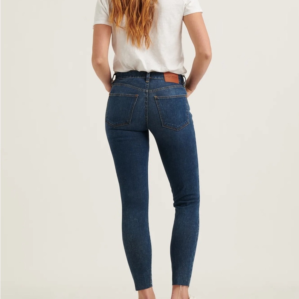Lucky brand mid rise Ava skinny cut off jeans blue dark wash denim stretch pants